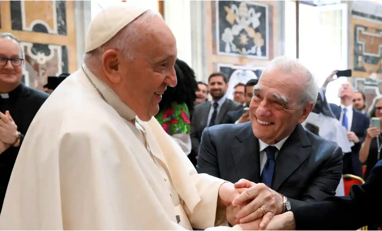 馬丁史科西斯日前與天主教教宗方濟各會面。（圖／Vatican Media）